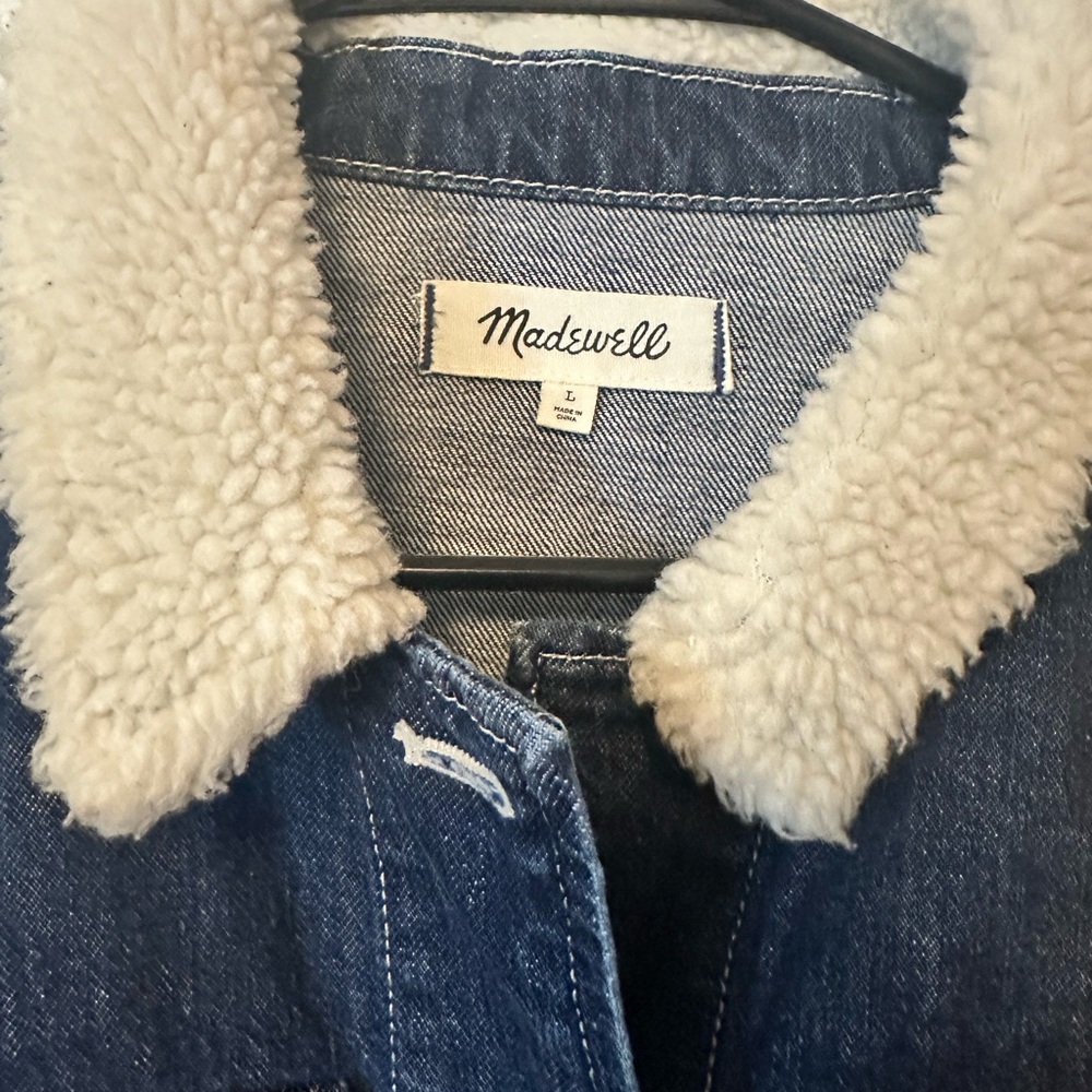 Madewell Women's Denim Jacket with Sherpa Collar - Picture 3 of 6
